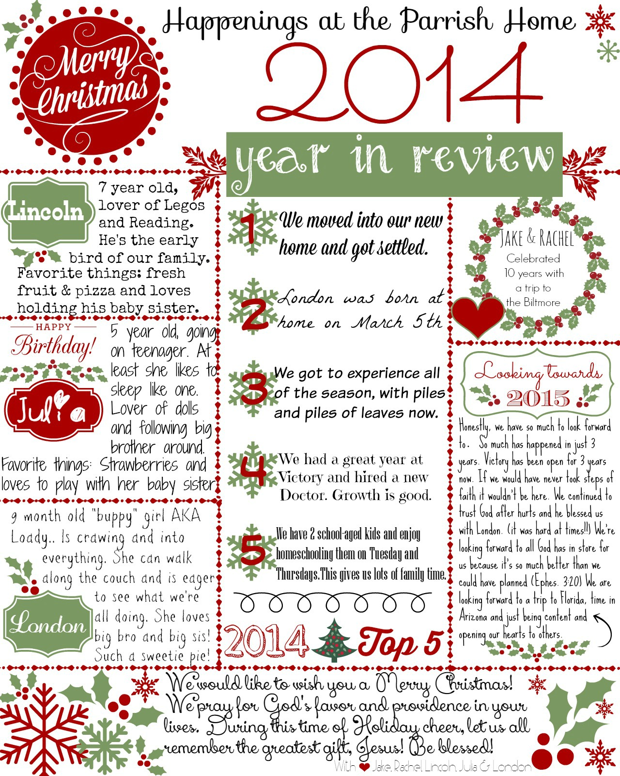 Christmas Letter {2014 Year in Review Printable} Day2Day Joys
