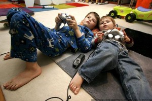 kids with video game